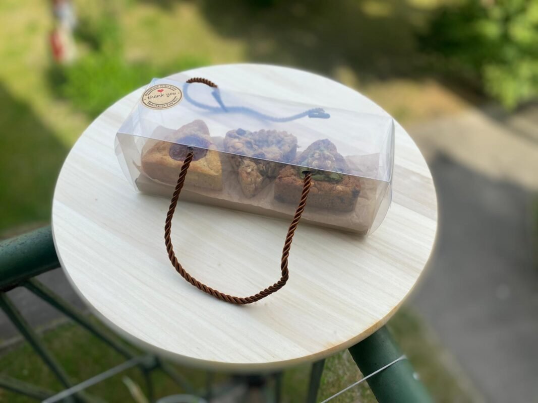 Trinity cookies packed in a transparent box